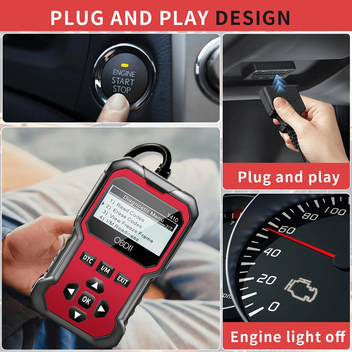 OBD2 Car Diagnostic Scanner – Engine Code Reader (Since 1996)