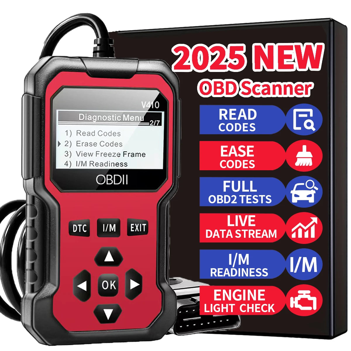 OBD2 Car Diagnostic Scanner – Engine Code Reader (Since 1996)