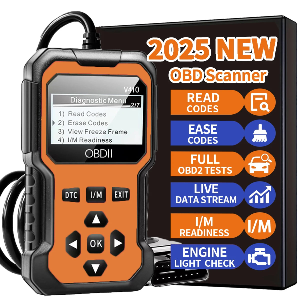 OBD2 Car Diagnostic Scanner – Engine Code Reader (Since 1996)